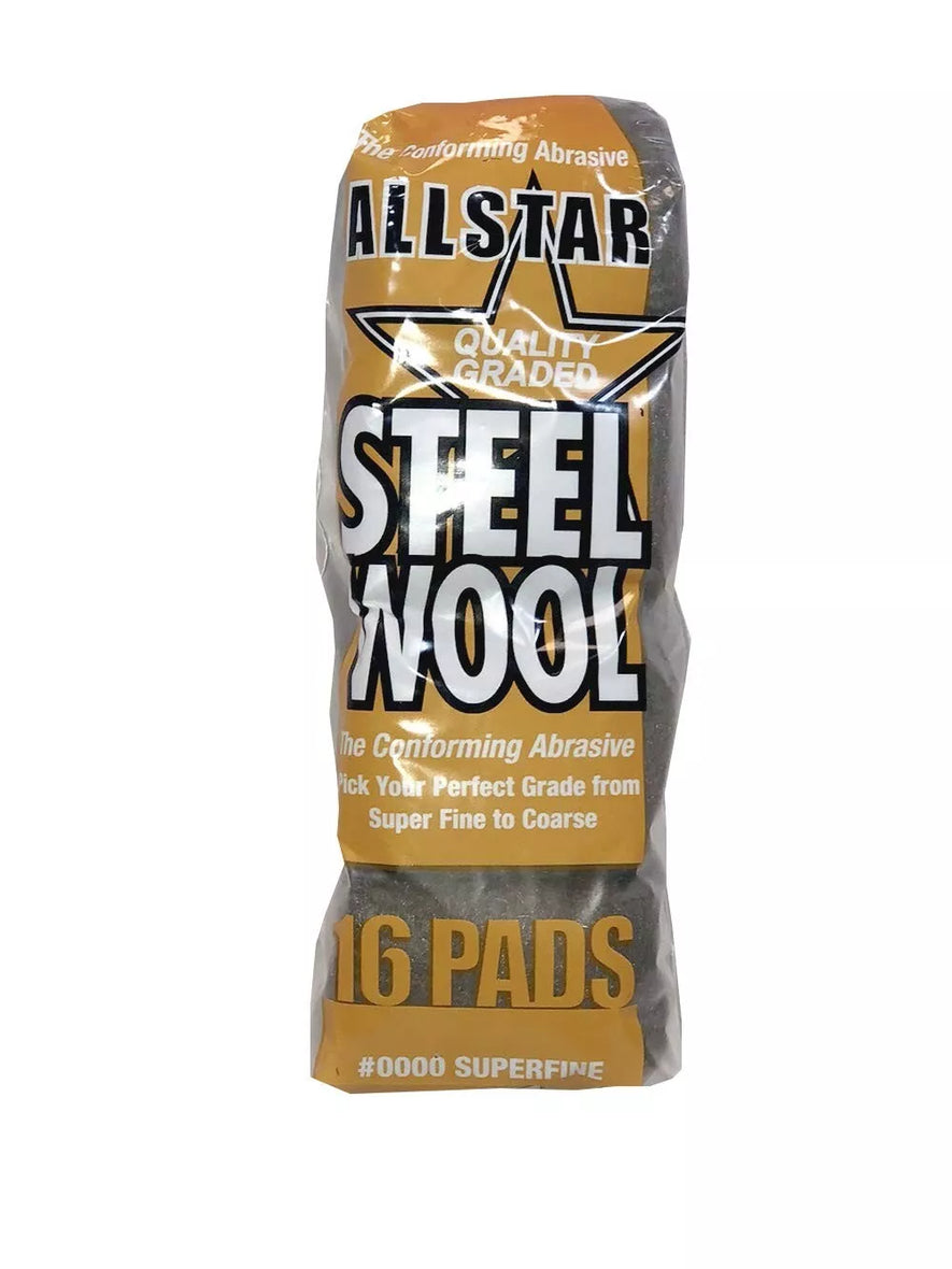 AllStar Super Fine Grade Steel Wool #0000, 1 Pack of 16 Pads